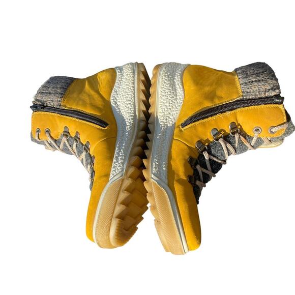 Rieker Yellow/Tan Side-Zip Lace Ankle Boots   - Size 37 - Picture 11 of 16